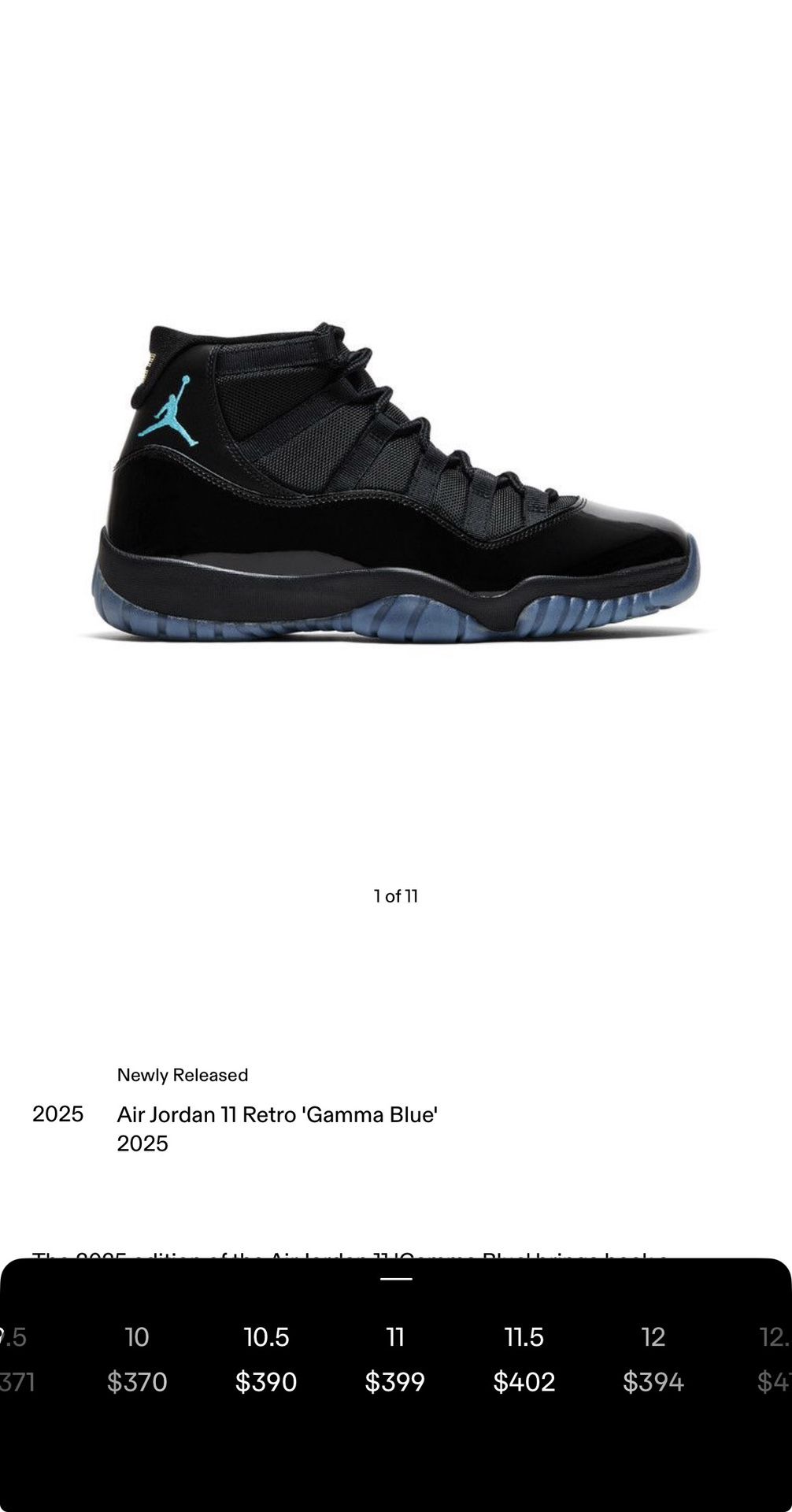 Jordan Retro 11 GAMMAS SIZE 11