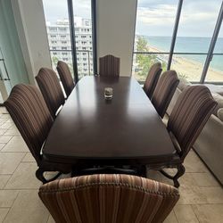 Hills Of Tuscany Hardwood Dining Room Table With 8 Chairs & 2 Extra Leafs