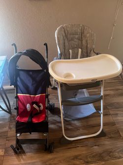 Mickey Mouse Stroller and Graco High Chair Bundle