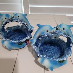 2 Dolphin Trinket Holders