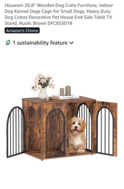 🐾🐶 Heavy duty wooden furniture dog crate kennel - rustic wood - perfect condition! 🐶🐾