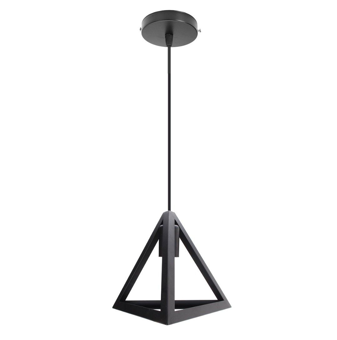 Trianlge Shaped Iron Black Ceiling Light Frame Only (No Bulb Included)