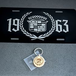 Laser engraved aluminum license plate & wooden keychain