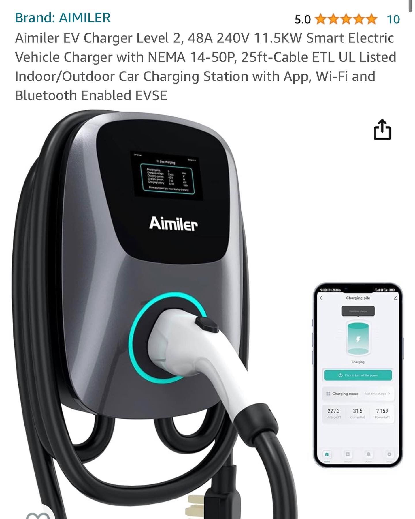 Aimiler EV Charger Level 2, 48A 240V