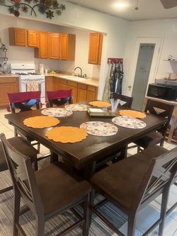 Bar-Height Dining Room Table Set – Seats 8