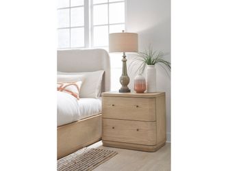 Penny Buff Cream Two Drawer White Ash Nightstand