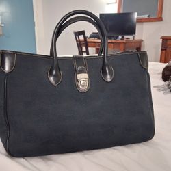 Dooney & Bourke black canvas and leather shoulder bag,