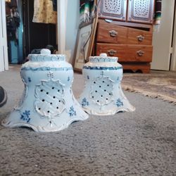 I Have Two Vintage Porcelain Lamps Shades.