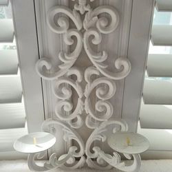 Fleur-De-Lis Ornate Metal Scroll Wall Decor Candleholder New