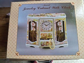 Musical Jewelry Cabinet with Clock