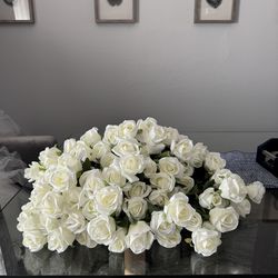 NEW 80 long stem silk roses - white