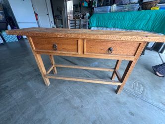 Wooden table and mirror