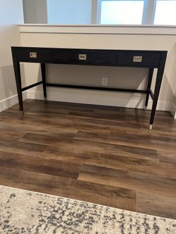 Ethan Allen Campaign Desk & 2 Lateral File Cabinets