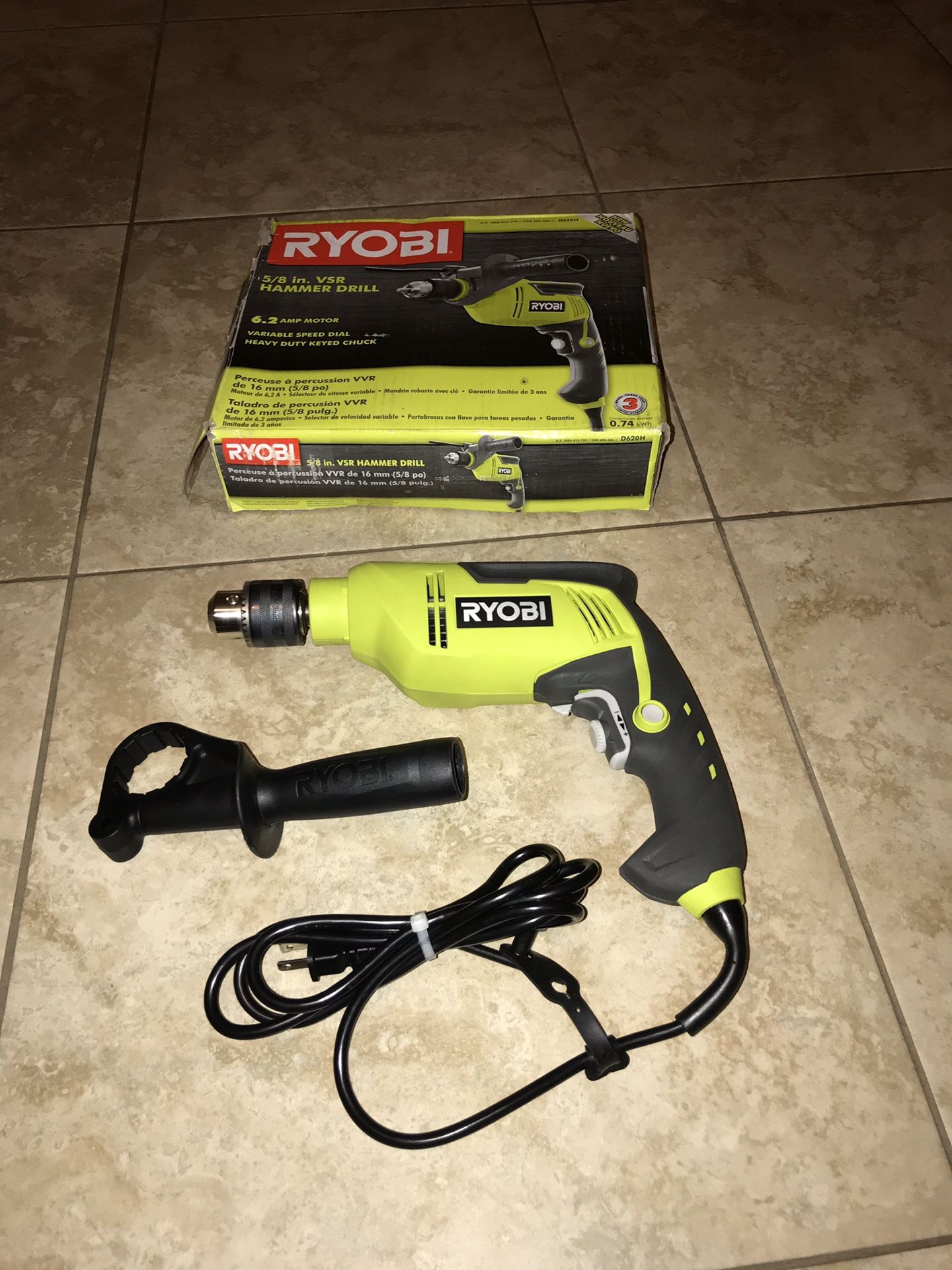 RYOBI 6.2 Amp Corded 1/2 in. Variable Speed Hammer Drill