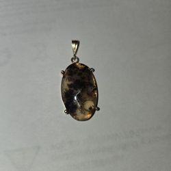 14k Yellow Gold And Dendritic Agate Pendant 