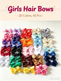 40 Pcs Girls Hair Bows with Alligator Clips - 20 Colors