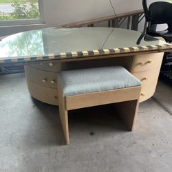 Vanity With Bench And Mirror.