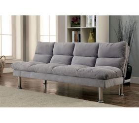 Gray Futon Sofa Bed cleanable fabric