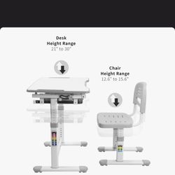 Kids' Height Adjustable Desk and Chair