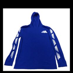 Adidas  Kids XL Blue White Tee Hoodie Long Sleeve Training Top/men Small
