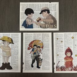 Grave of the Fireflies (Anime Movie) Themed Dictionary Prints -  Set of 4