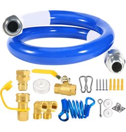 1675KIT48 Commercial Gas Line Hose, 1675KIT48/36 Safety System Kit, Mobile Gas Hose Connector Kit for Commercial Kitchen, with 3/4" Quick Disconnect