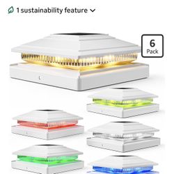 Solar Post Cap Lights Outdoor 6pack