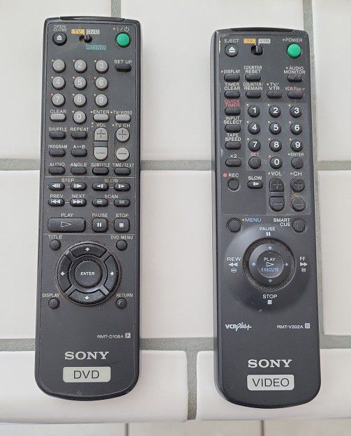 Sony Remotes 1 DVD 1 VCR