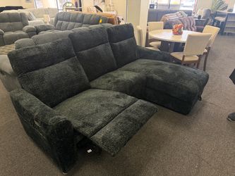 Dark Gray Fabric Reclining Sectional Sofa