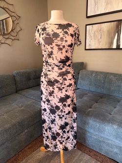 Floral Mesh Ruched Maxi Dress