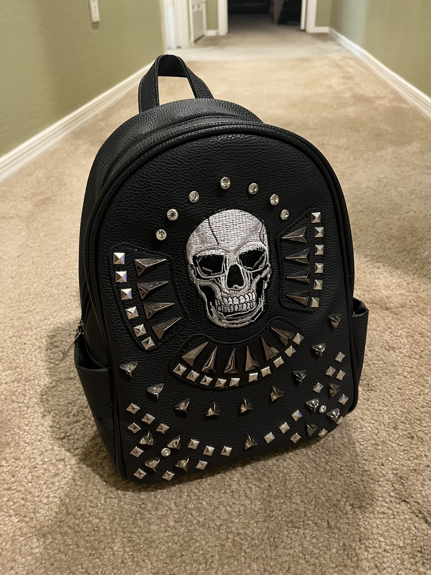 Mini Skull Leather Backpack