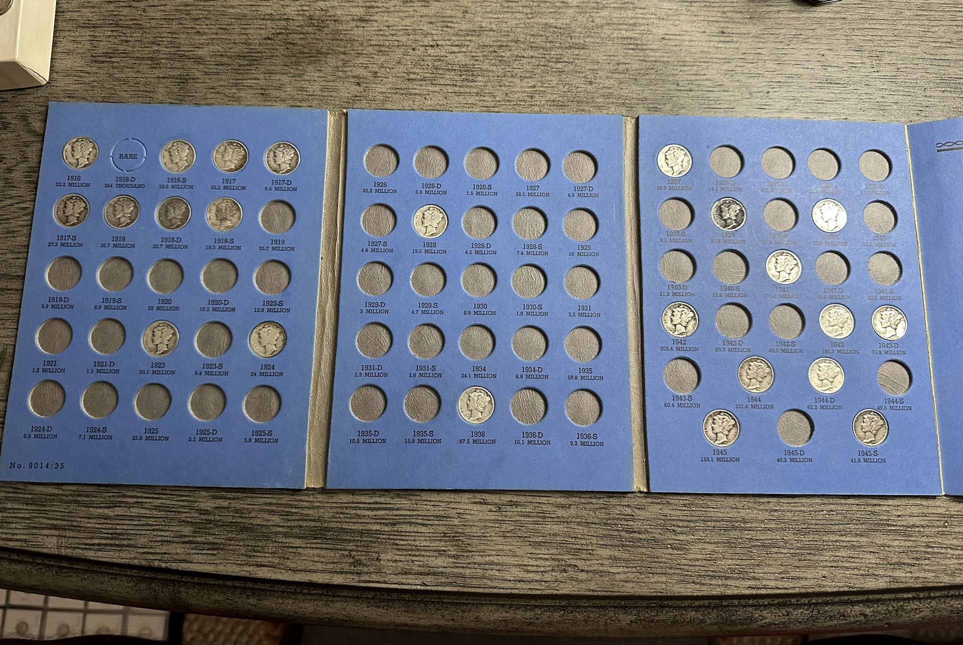 Mercury Dime Collectors Book With (23) Mercury Dimes (OPEN TO TRADES) 