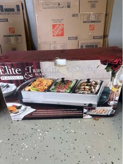 Elite Platinum Triple Buffet Server & Warming Tray (In Box)