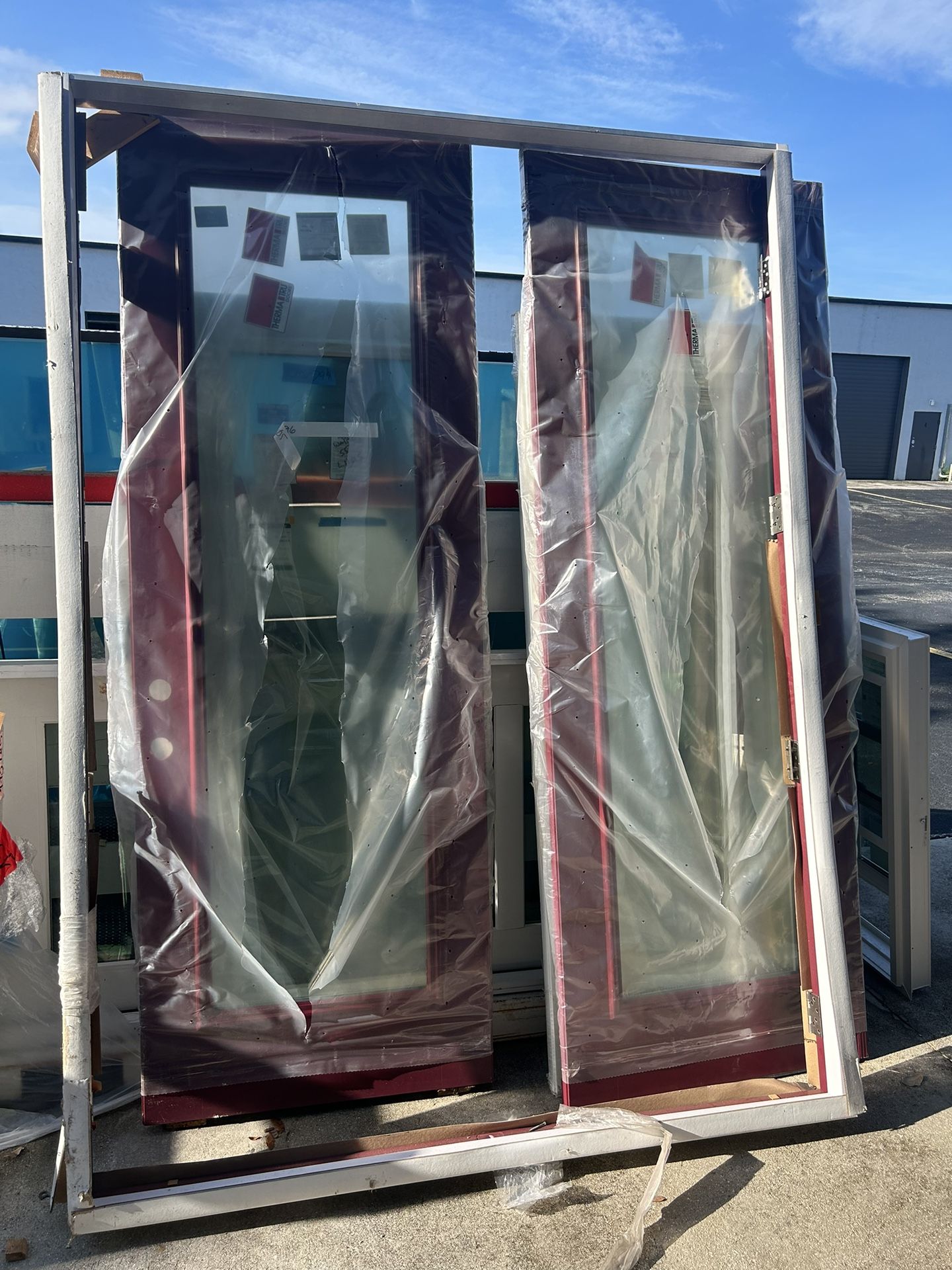 Beautiful Tricolor Thermatru Double Doors With Frame