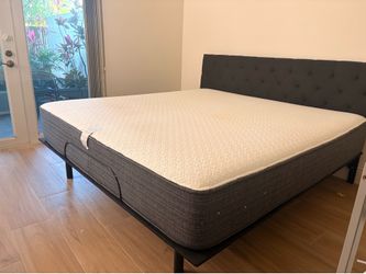 MattressFirm - King Bed Frame with Headboard + Mattress (Adjustable Base)