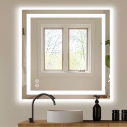Brand new in box 36" x 36" LED Backlit Bathroom Mirror with Defogger