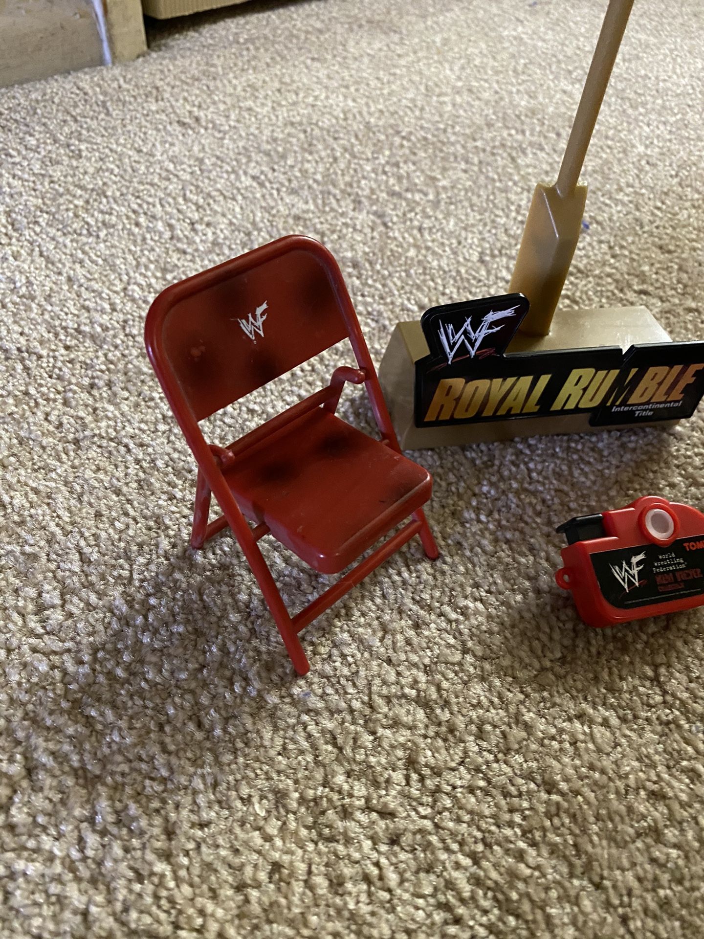 WWF Wrestling Toy Accessories 2 Chairs camera Royal Rumble Stand WWE ecw tna wcw aew