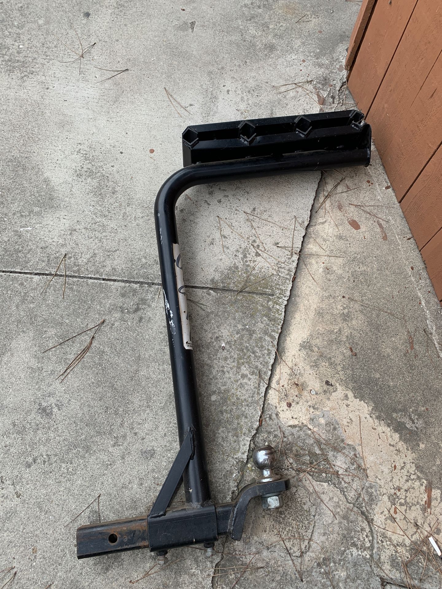 Bike rack slides onto hitch hitch and ball not included
