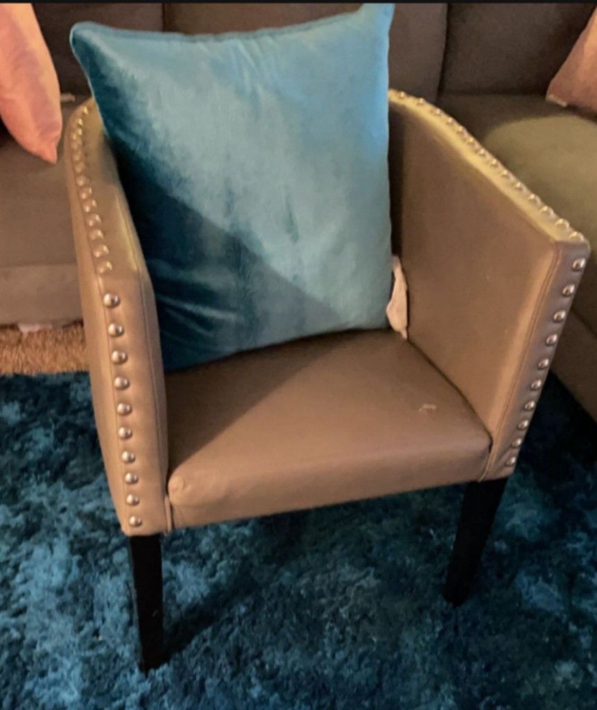 Metallic Grey Leather Chair