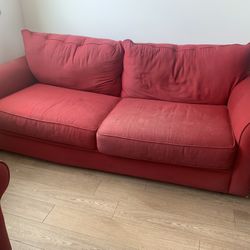 Free Red Couch and Chair Set