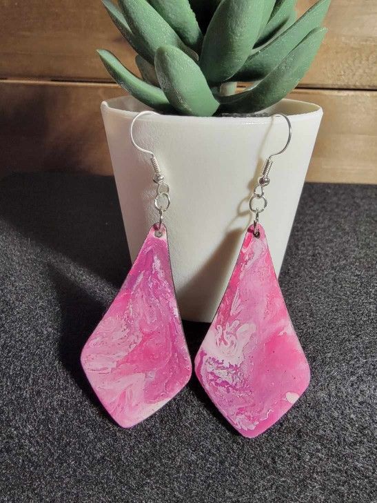 Pink Cloud Diamond Lightweight Wearable Art Earrings