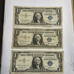 1957 One Dollar Silver Certificates - Blue Seal Banknotes