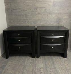 Black 2-Drawer Nightstand ($200 Both)
