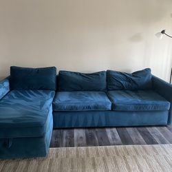 West Elm Performance Velvet “Petrol” sectional