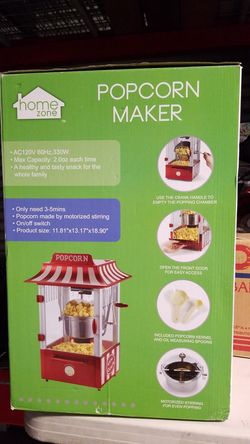 Home Zone Popcorn Maker Model Number DC10041G for Sale in Costa