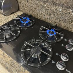 GE Profile Black 30" Sealed Gas Cooktop Cooktops Electric ignition