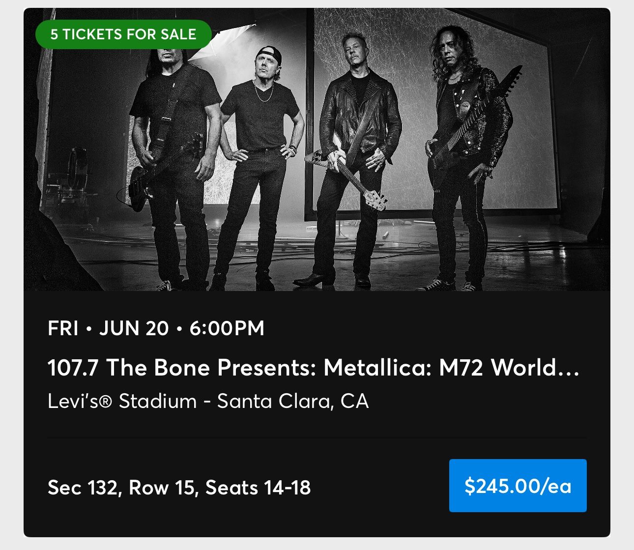 Metallica & Limp Bizkit Levi’s Stadium June 20