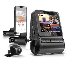 UZIVO 4 Channel Dash Cam Front Rear Cabin Exterior, WiFi, 170° Wide Angle, Parking Monitor, GPS, G-Sensor, Loop Recording, Truck SUV Van