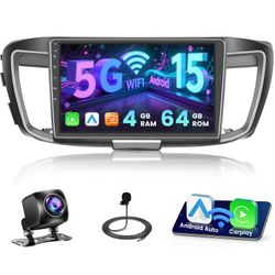 [4+64G] Hikity Android 15 Car Stereo for Honda Accord 9th 2.4L 2013 2014 2015 with Wireless Carplay Android Auto, 10''Touch Screen Radio Bluetooth Mir