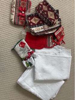 kitchen dining table cloth cover white set of two oven mat apron table runner set bundle
